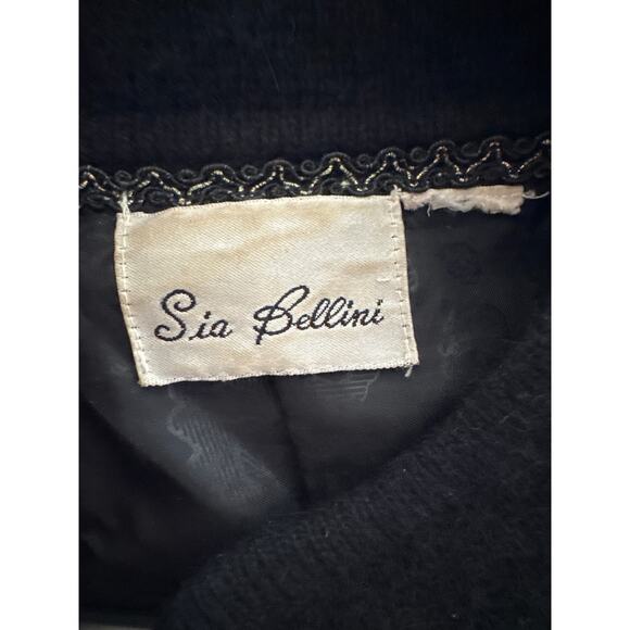 Vtg Sia Bellini black Floral Jeweled Rabbit Hair Wool Blend Cardigan Large - Picture 12 of 16